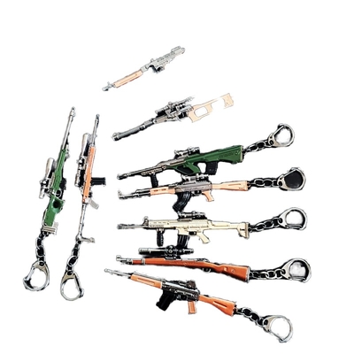 Custom Military Style 3D Gun Keychain Mini Weapon Model Metal Key Ring for Men Gift Fashion Accessory