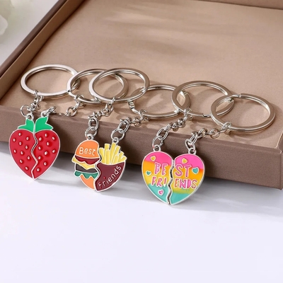 Custom Cartoon Cute Pair of Heart-shaped Avocado Keychains for Two People Stitching Pendants Student Bag School Bag Pendant