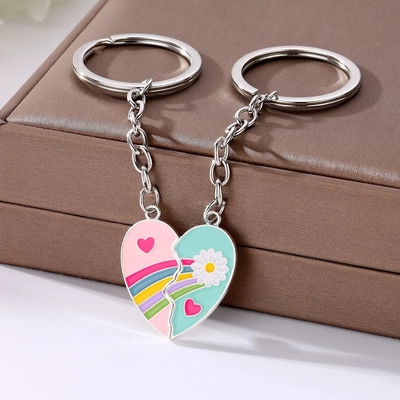 Custom Cartoon Cute Pair of Heart-shaped Avocado Keychains for Two People Stitching Pendants Student Bag School Bag Pendant