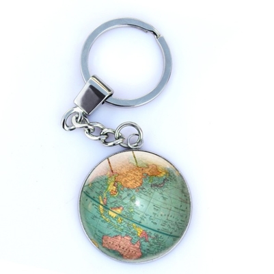 Round Metal Palestine Map Key Chain Earth Map Keychain