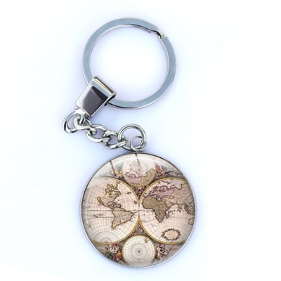Round Metal Palestine Map Key Chain Earth Map Keychain
