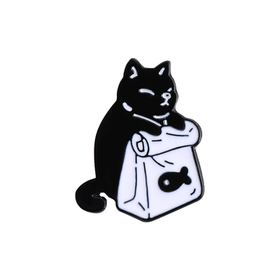 Single Hanging Cat Enamel Pin Cartoon Cute Alloy Oil Dripping Kitten Brooches Lapel Badge Animal Kids Jewelry Printed Metal