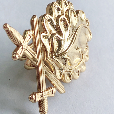 Double Sword Metal Badge Oak Leaf Medal Knight Iron Cross Pin BROOCH