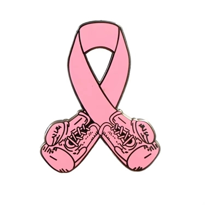 Custom Crossed Pink Ribbon Enamel Pin Breast Cancer Awareness Metal Craft Early Detection Saves Lives