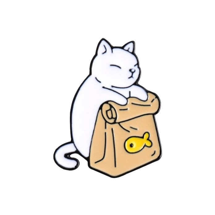 Single Hanging Cat Enamel Pin Cartoon Cute Alloy Oil Dripping Kitten Brooches Lapel Badge Animal Kids Jewelry Printed Metal